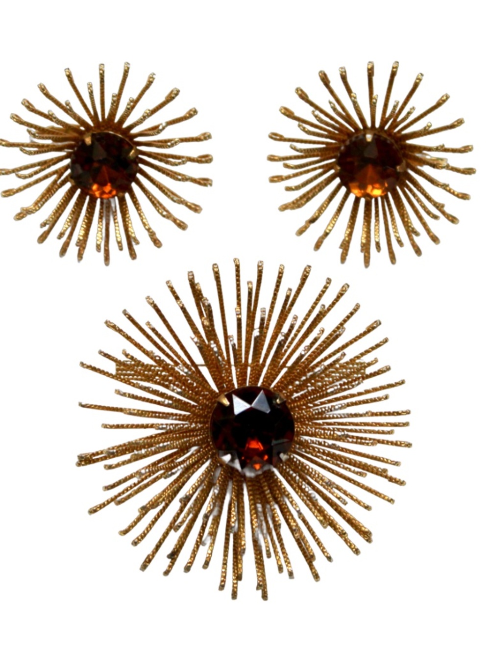 Vintage Sarah Coventry Atomic Starburst Brooch and Earrings